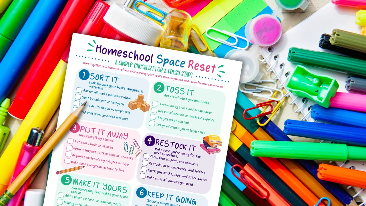Homeschool Organization: Organize Your Learning Space + Free Printable from That Homeschool Family